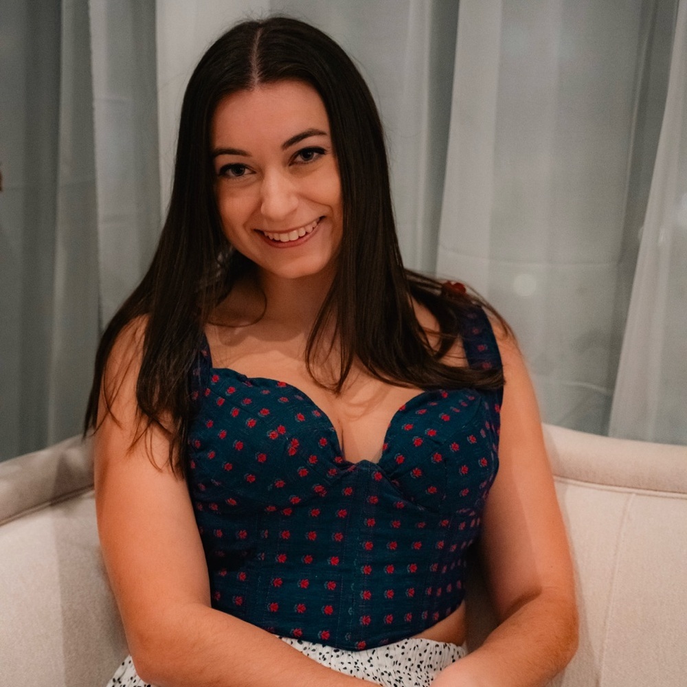 Women's Blue and Red Corset Top - Picture 3 of 7